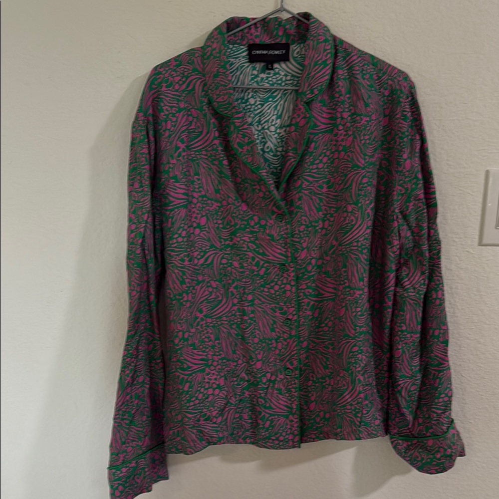 Cynthia Rowley Printed Silk Pajama Top Women’s - Picture 3 of 4